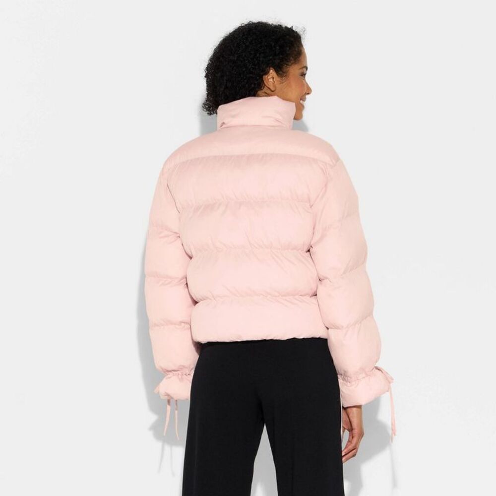 Women's Bow Puffer Jacket - Wild Fable Pink L - Picture 3 of 3